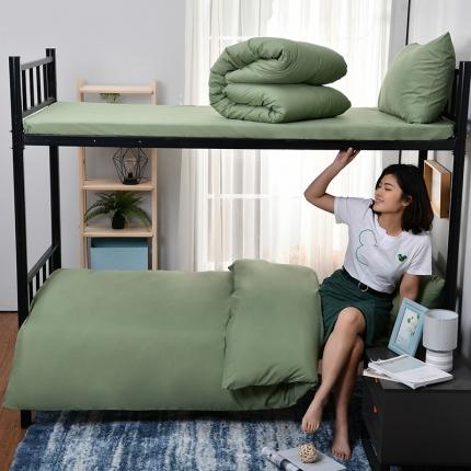 91家纺网 家纺一手货源 找家纺 美真 大学生上下铺0.9米宿舍单人水洗棉纯色三件套浅蓝驼色