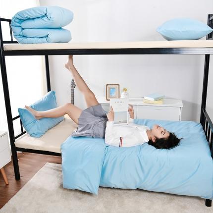 91家纺网 家纺一手货源 找家纺 美真 大学生上下铺0.9米宿舍单人水洗棉纯色三件套浅蓝驼色