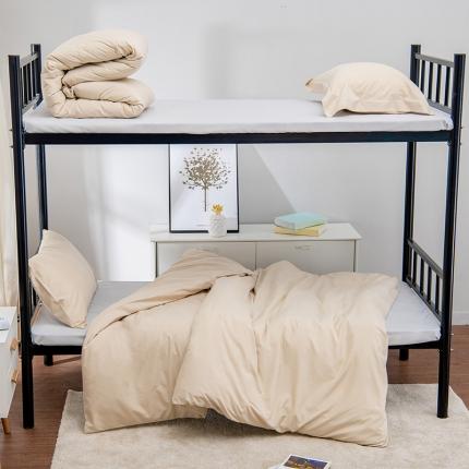 91家纺网 家纺一手货源 找家纺 美真 大学生上下铺0.9米宿舍单人水洗棉纯色三件套浅蓝驼色