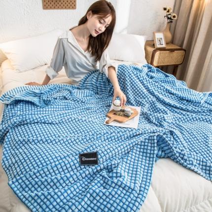 91家纺网 家纺一手货源 找家纺 佰亿莱 2024新款牛奶绒毯 湖蓝