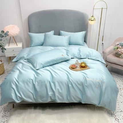 91家纺网 家纺一手货源 找家纺 馨蕊家居 2021新款60s双股埃及长绒棉四件套 艾蓝