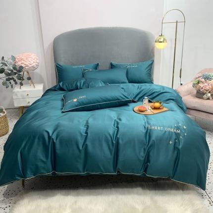 91家纺网 家纺一手货源 找家纺 馨蕊家居 2021新款60s双股埃及长绒棉四件套 浅石蓝