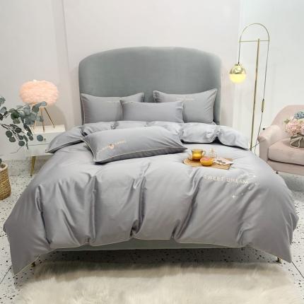 馨蕊家居 2021新款60s双股埃及长绒棉四件套 高级灰