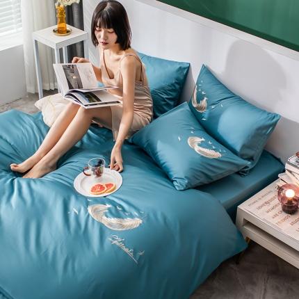 91家纺网 家纺一手货源 找家纺 （总）凯磊家纺 2020新款60S天使之恋绣花四件套模特图