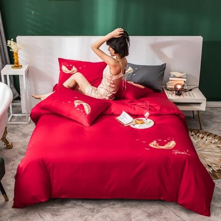 91家纺网 家纺一手货源 找家纺 （总）凯磊家纺 2020新款60S天使之恋绣花四件套模特图