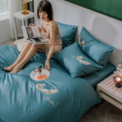 91家纺网 家纺一手货源 找家纺 （总）凯磊家纺 2020新款60S天使之恋绣花四件套模特图