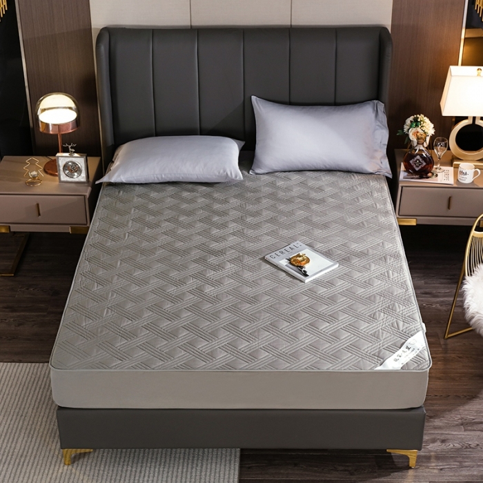 91家纺网 家纺一手货源 找家纺 豪选家纺 2026新款纯棉床笠 格子灰