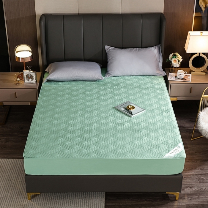 91家纺网 家纺一手货源 找家纺 豪选家纺 2025新款纯棉床笠 格子绿