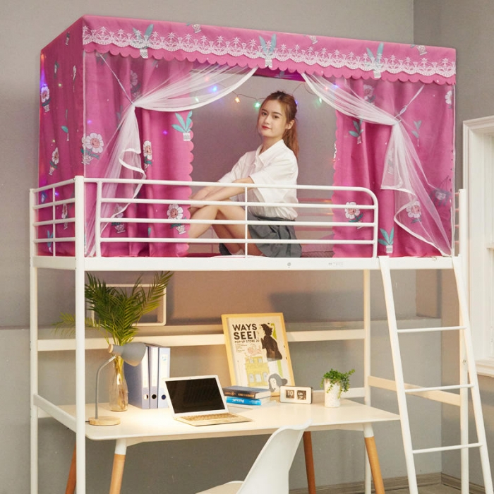 91家纺网 家纺一手货源 找家纺 艾晶美家纺 2020新款学生上下铺布帘蚊帐 太阳花