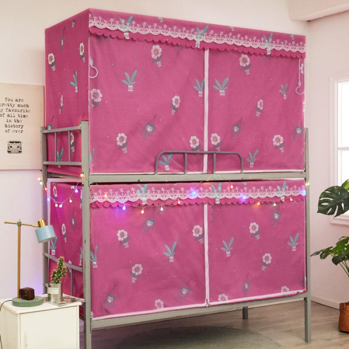 91家纺网 家纺一手货源 找家纺 艾晶美家纺 2020新款学生上下铺布帘蚊帐 太阳花