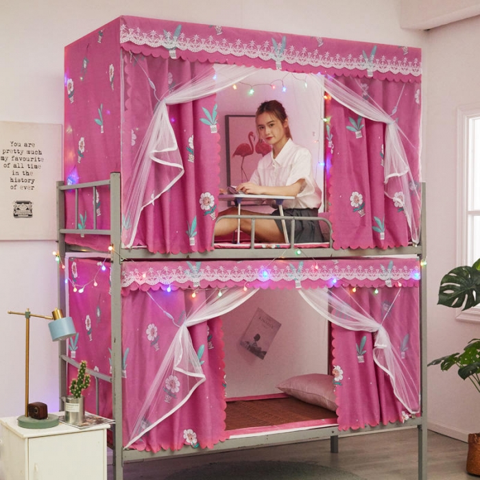 91家纺网 家纺一手货源 找家纺 艾晶美家纺 2020新款学生上下铺布帘蚊帐 太阳花