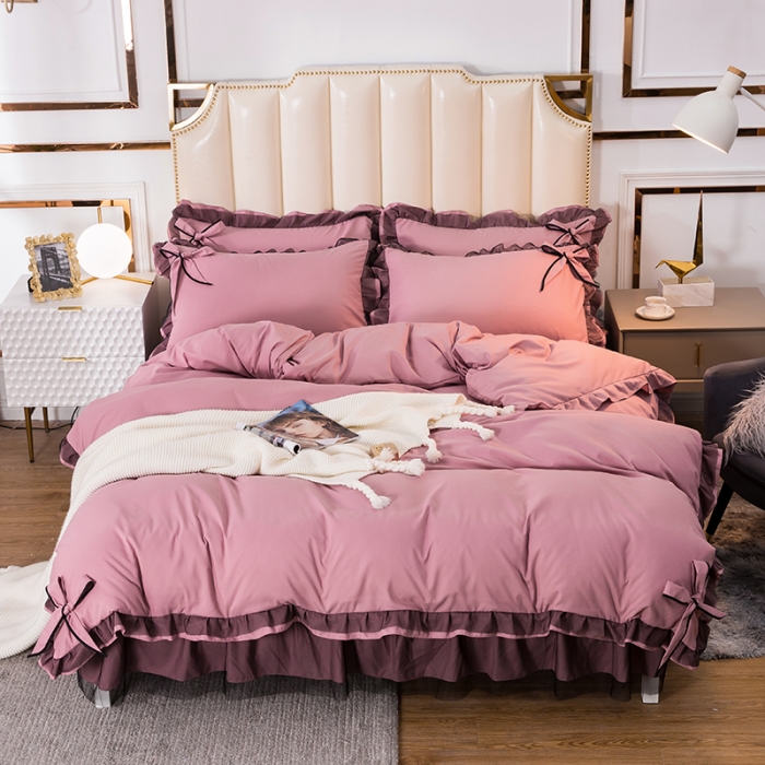 91家纺网 家纺一手货源 找家纺 （总）金米诺 加厚韩版花边水洗棉磨毛四件套