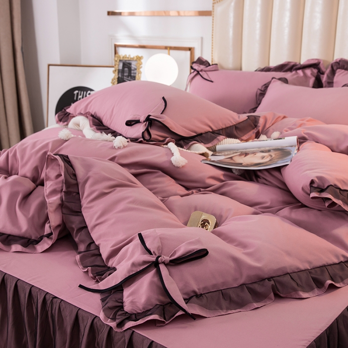 91家纺网 家纺一手货源 找家纺 （总）金米诺 加厚韩版花边水洗棉磨毛四件套