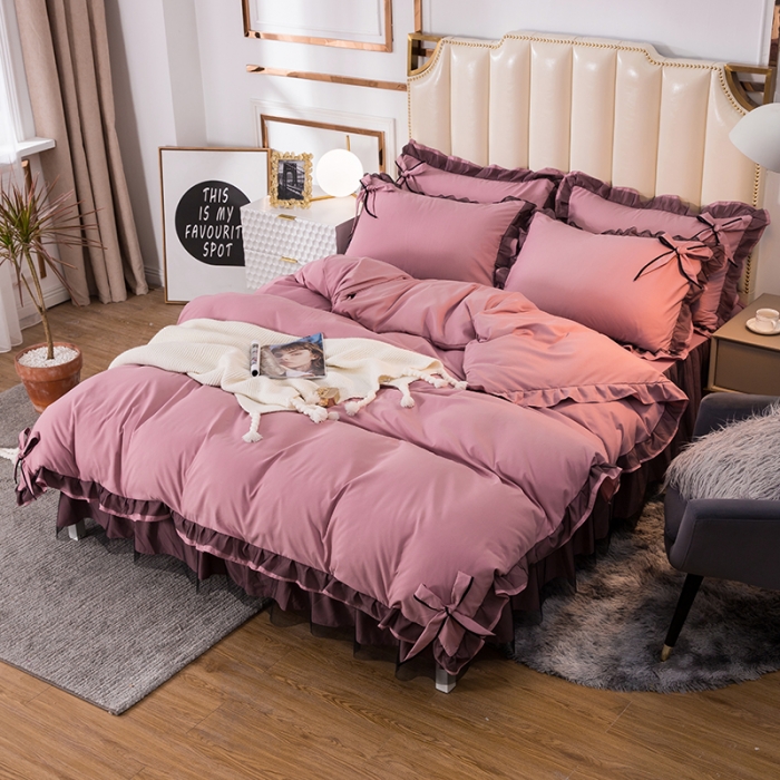 91家纺网 家纺一手货源 找家纺 （总）金米诺 加厚韩版花边水洗棉磨毛四件套