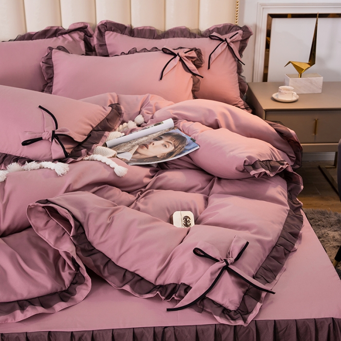 91家纺网 家纺一手货源 找家纺 （总）金米诺 加厚韩版花边水洗棉磨毛四件套