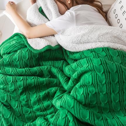 飞轮海 新款针织羊羔绒毛毯空调毯沙发毯午睡毯 翡翠绿
