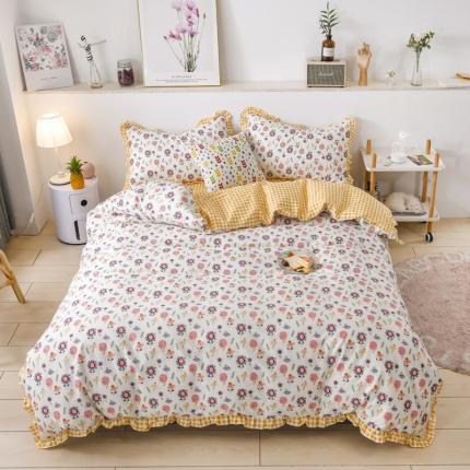 91家纺网 家纺一手货源 找家纺 （总）金麦家纺 2020新款清新小碎花全棉花边四件套