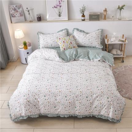 91家纺网 家纺一手货源 找家纺 （总）金麦家纺 2020新款清新小碎花全棉花边四件套