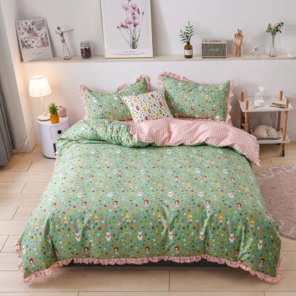 91家纺网 家纺一手货源 找家纺 （总）金麦家纺 2020新款清新小碎花全棉花边四件套