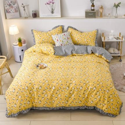 91家纺网 家纺一手货源 找家纺 （总）金麦家纺 2020新款清新小碎花全棉花边四件套