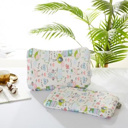 91家纺网 家纺一手货源 找家纺 萌番宝 新款婴儿薄定型乳胶枕头43*28*3cm 花花世界