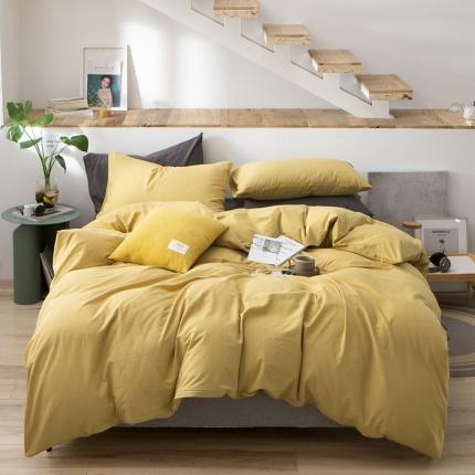 91家纺网 家纺一手货源 找家纺 尚品本色 2023新款尚品本色水染水洗棉四件套 琥珀银箔