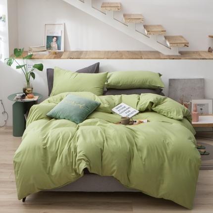 91家纺网 家纺一手货源 找家纺 尚品本色 2023新款尚品本色水染水洗棉四件套 牛油果银箔