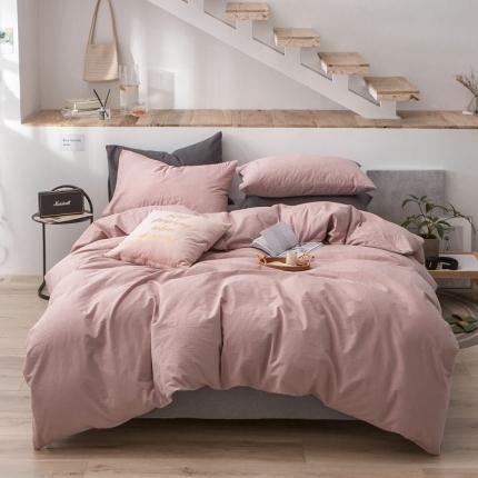 91家纺网 家纺一手货源 找家纺 尚品本色 2023新款尚品本色水染水洗棉四件套 藕荷水貂灰