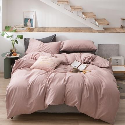 91家纺网 家纺一手货源 找家纺 尚品本色 2023新款尚品本色水染水洗棉四件套 藕荷银箔