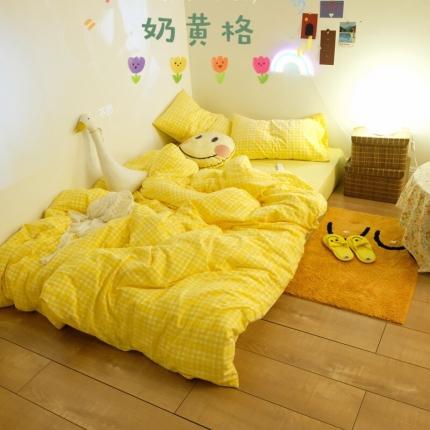 91家纺网 家纺一手货源 找家纺 （总）桃子家居 2020新款ins纯棉撞色马卡龙色织水洗棉四件套