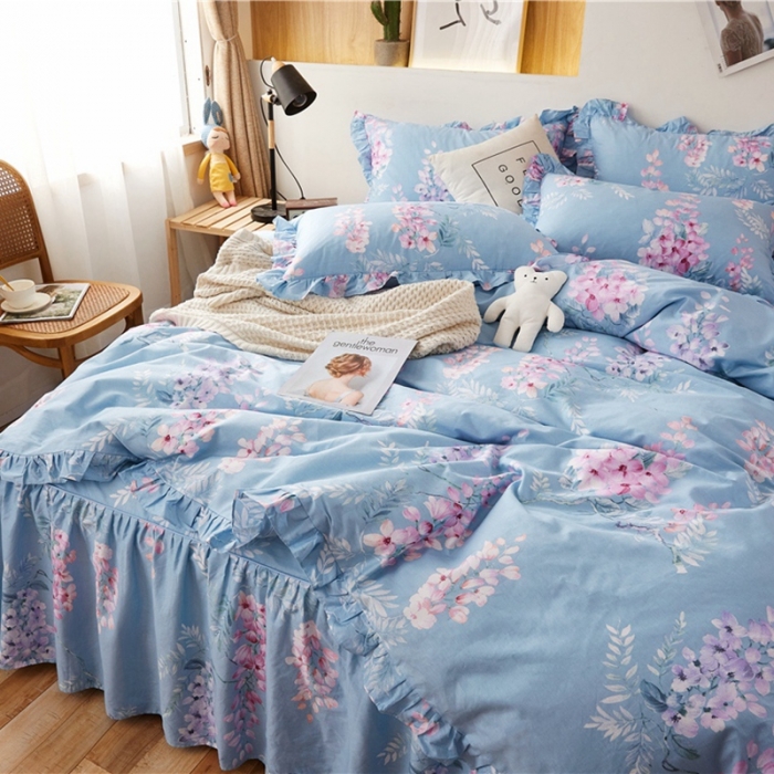 91家纺网 家纺一手货源 找家纺 （总）十个点家纺2020新款全棉纯棉13372印花床裙四件套