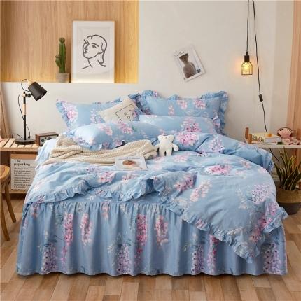 （总）十个点家纺2020新款全棉纯棉13372印花床裙四件套