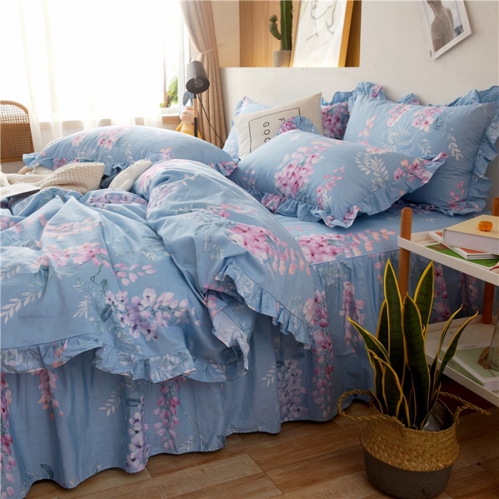 91家纺网 家纺一手货源 找家纺 （总）十个点家纺2020新款全棉纯棉13372印花床裙四件套