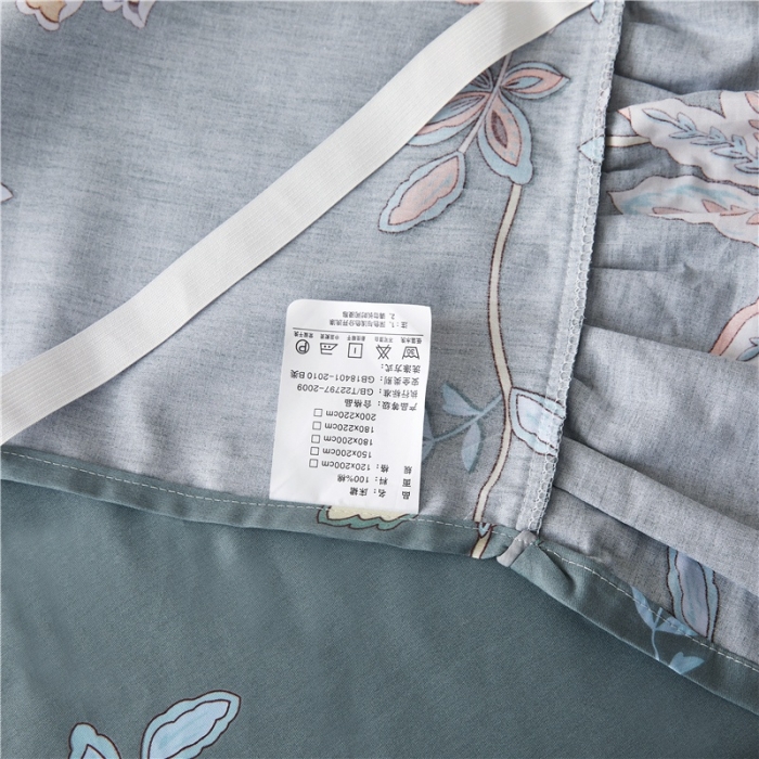 91家纺网 家纺一手货源 找家纺 十个点家纺 2020新款印花床裙三件套 花月佳期墨绿