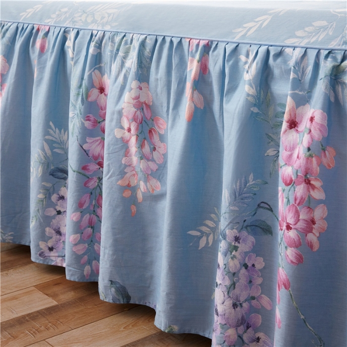 91家纺网 家纺一手货源 找家纺 十个点家纺 2020新款印花床裙三件套 赫莲娜蓝