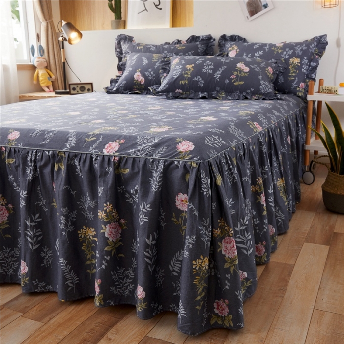 91家纺网 家纺一手货源 找家纺 十个点家纺 2020新款印花床裙三件套 塞纳河畔