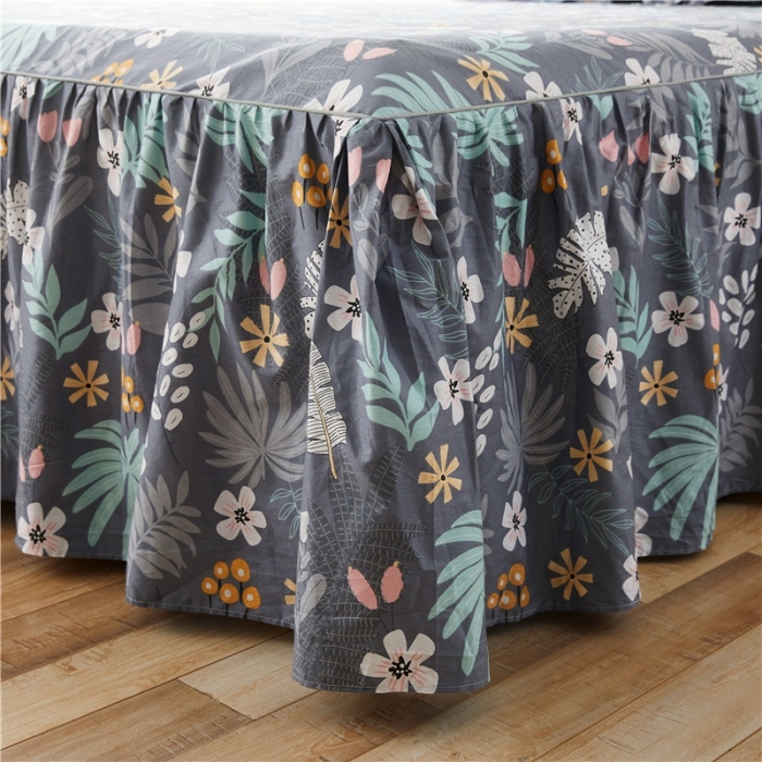 91家纺网 家纺一手货源 找家纺 十个点家纺 2020新款印花床裙三件套 雾里看花