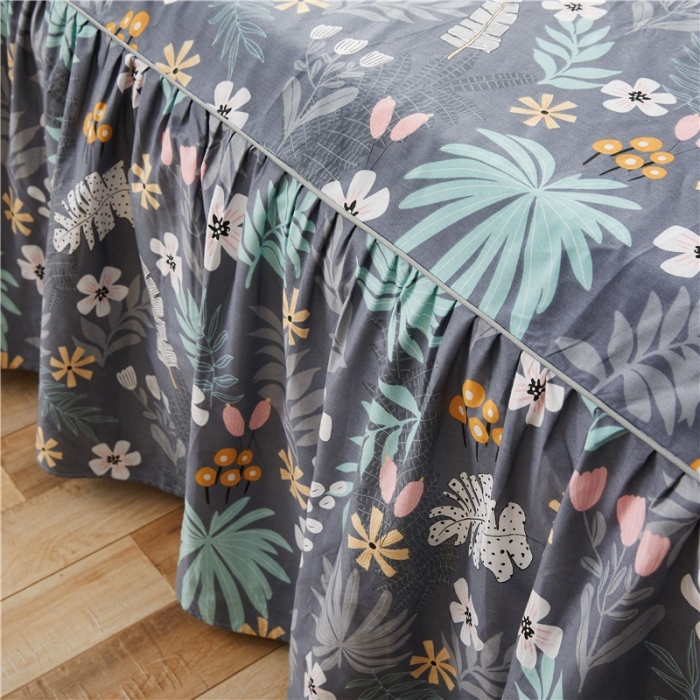 91家纺网 家纺一手货源 找家纺 十个点家纺 2020新款印花床裙三件套 雾里看花