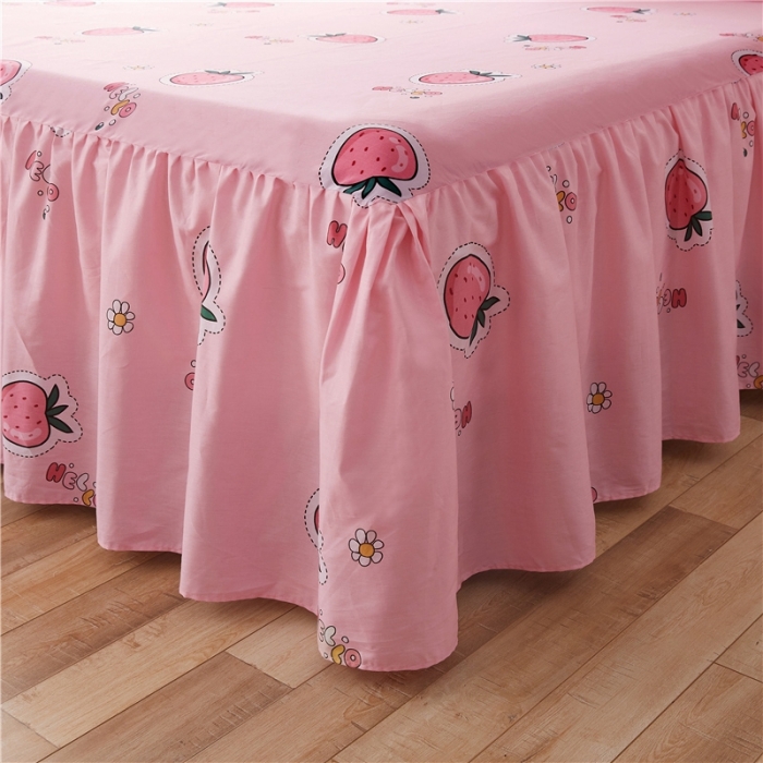 91家纺网 家纺一手货源 找家纺 十个点家纺 2020新款印花床裙三件套 阳光草莓