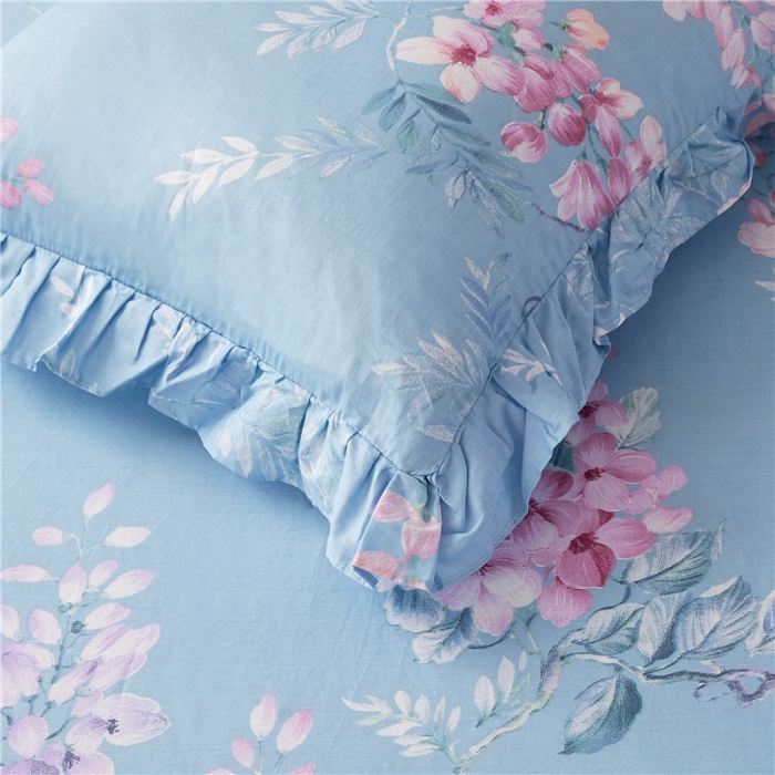 91家纺网 家纺一手货源 找家纺 十个点家纺 2020新款印花床裙四件套赫莲娜蓝