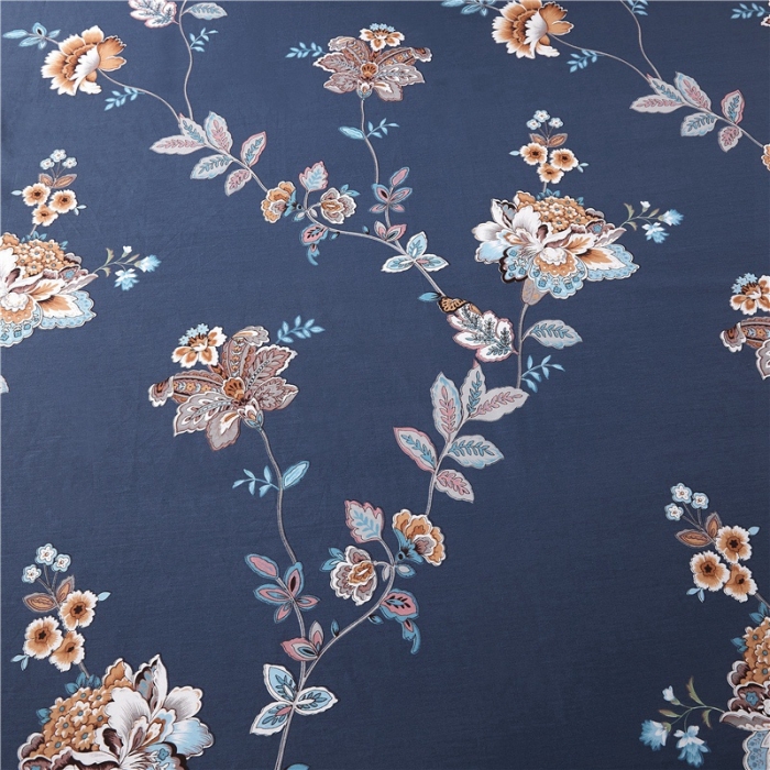 91家纺网 家纺一手货源 找家纺 十个点家纺 2020新款印花床裙四件套花月佳期蓝