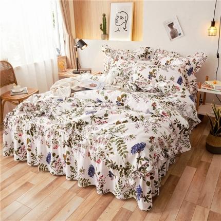 91家纺网 家纺一手货源 找家纺 十个点家纺 2020新款印花床裙四件套普罗旺斯