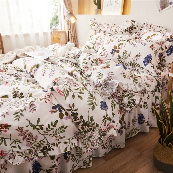 91家纺网 家纺一手货源 找家纺 十个点家纺 2020新款印花床裙四件套普罗旺斯