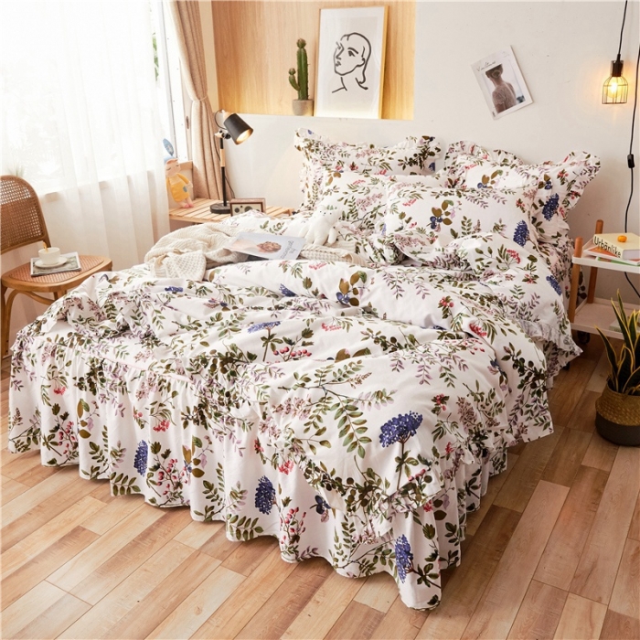 91家纺网 家纺一手货源 找家纺 十个点家纺 2020新款印花床裙四件套普罗旺斯