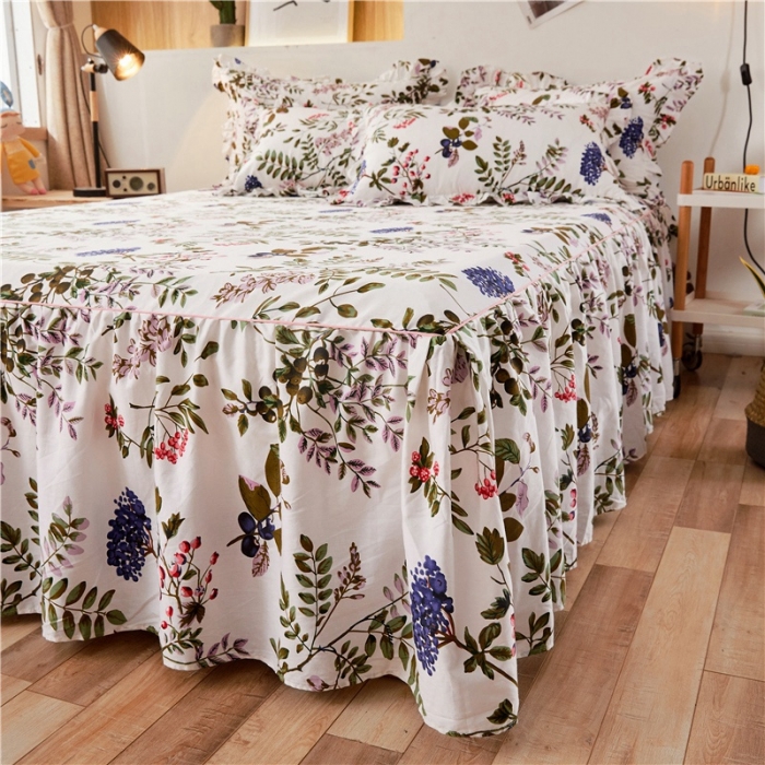 91家纺网 家纺一手货源 找家纺 十个点家纺 2020新款印花床裙四件套普罗旺斯