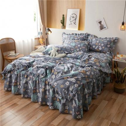 十个点家纺 2020新款印花床裙四件套雾里看花