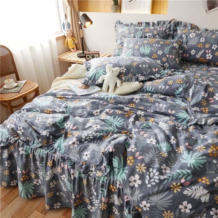 91家纺网 家纺一手货源 找家纺 十个点家纺 2020新款印花床裙四件套雾里看花