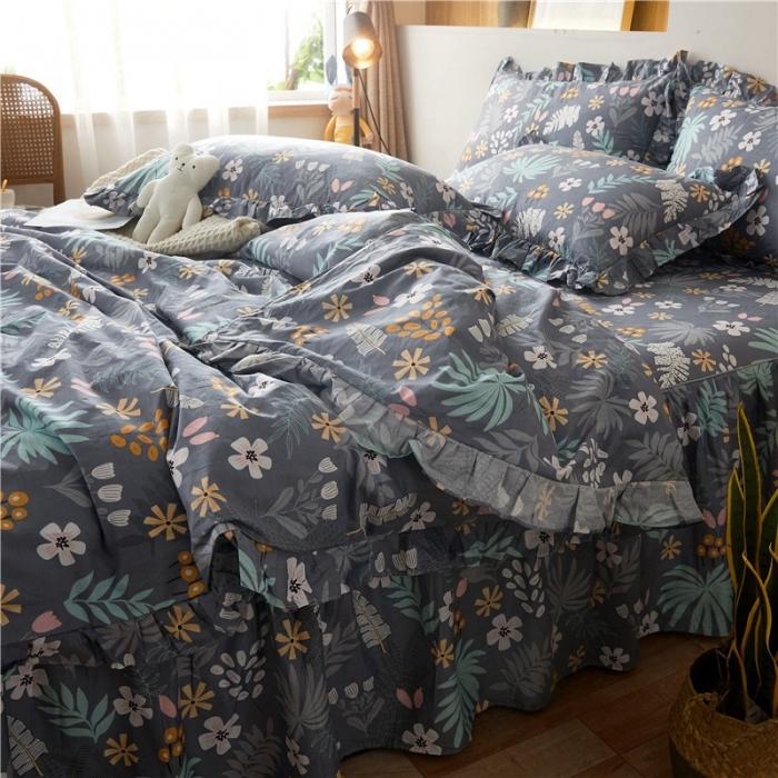 91家纺网 家纺一手货源 找家纺 十个点家纺 2020新款印花床裙四件套雾里看花