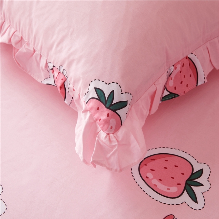 91家纺网 家纺一手货源 找家纺 十个点家纺 2020新款印花床裙四件套阳光草莓