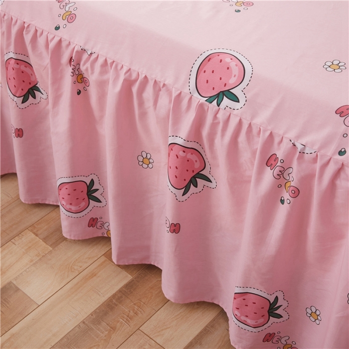 91家纺网 家纺一手货源 找家纺 十个点家纺 2020新款印花床裙四件套阳光草莓